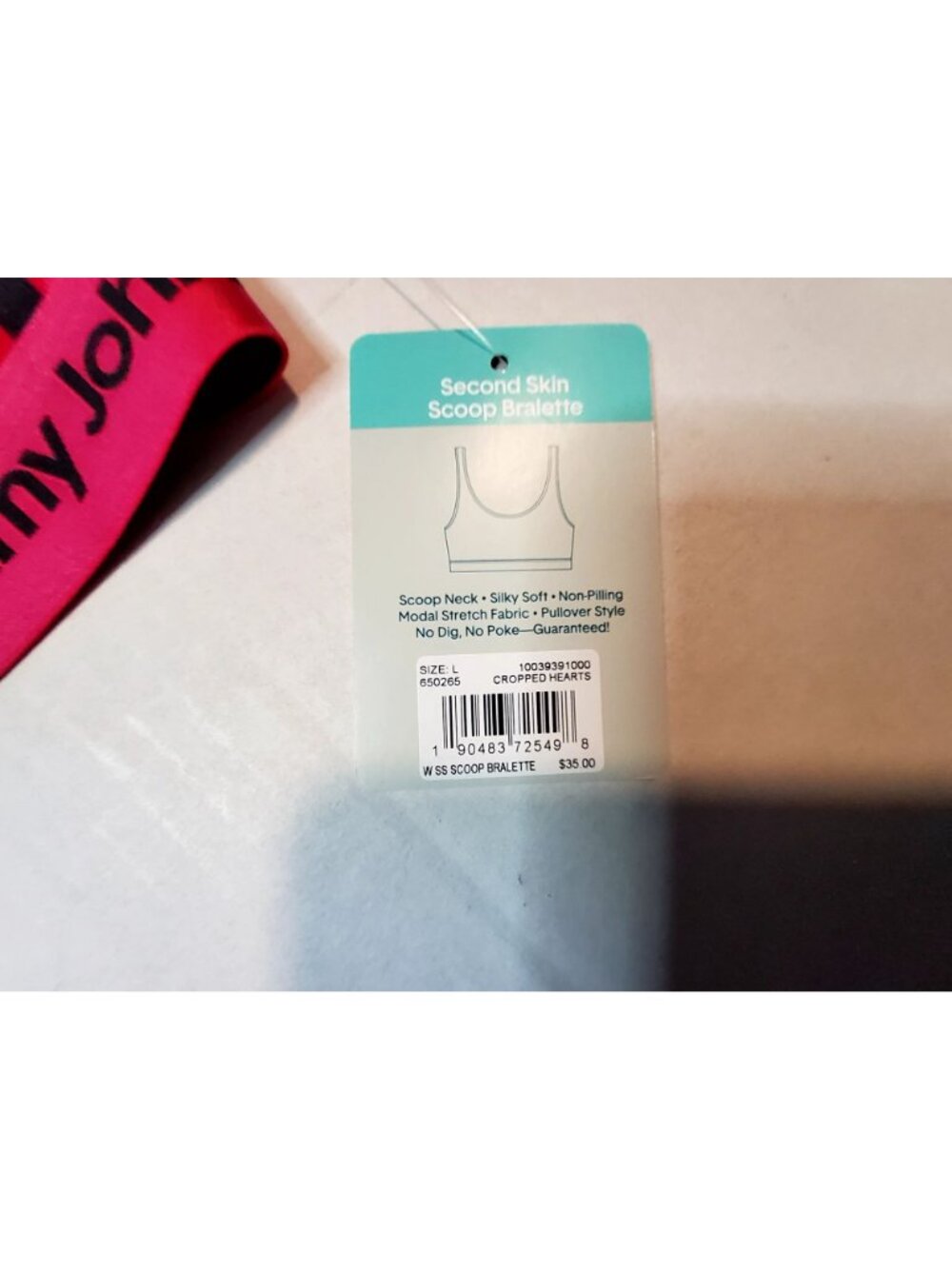 Tommy John Second Skin Scoop Bralette Modal Stretch Fabric Size L Cropped Hearts - Picture 8 of 8